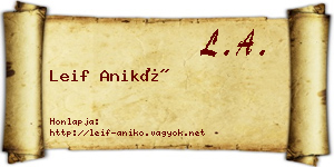 Leif Anikó névjegykártya